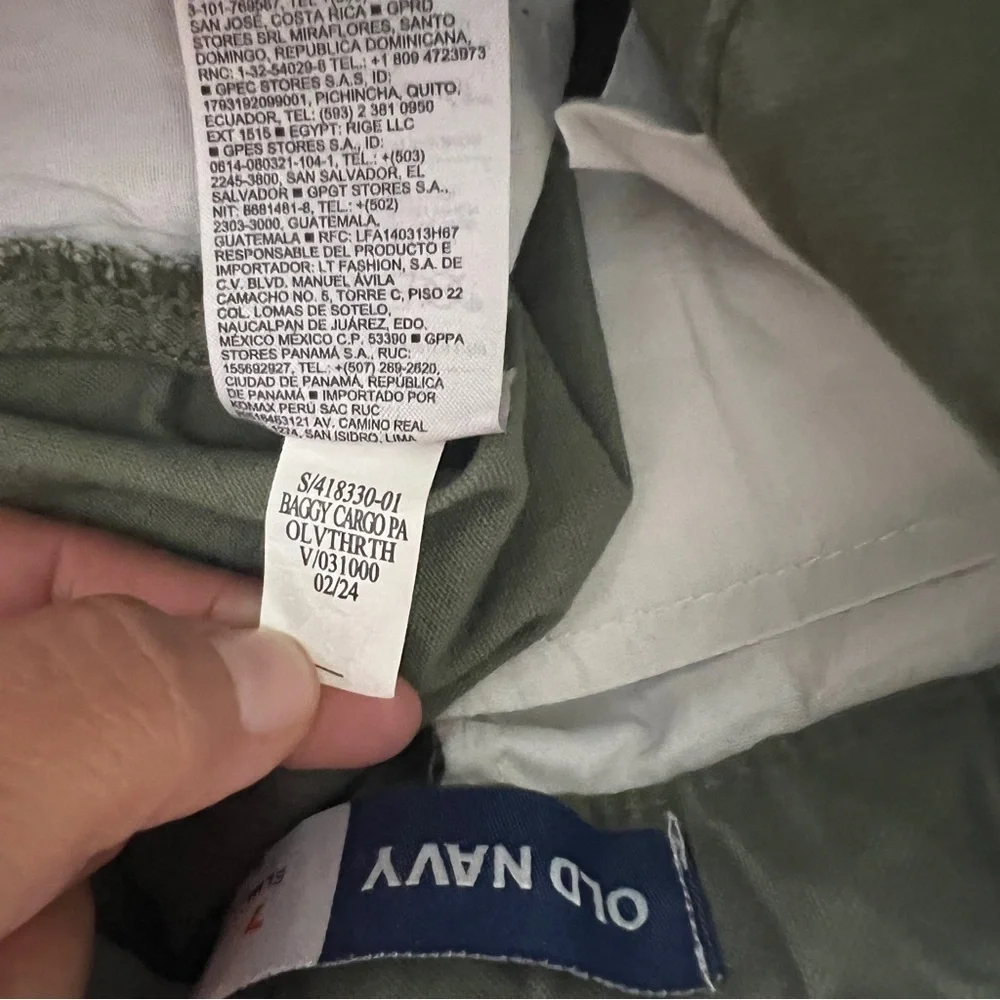 Old Navy Boys Bundle (2) Size 7 Slim Baggy Cargo Pants Beige Olive Adj Waist
